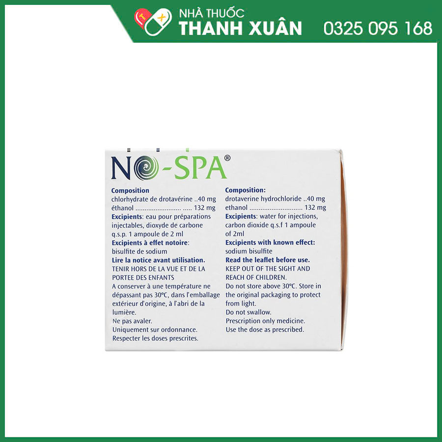 No-Spa 40mg/2ml thuốc chống co thắt cơ trơn trong những bệnh lý đường mật và đường tiết niệu